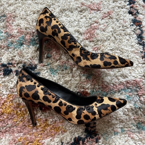 Coach Smith Rivets Women's Leopard Print Calf Hair Pumps - Picture 1 of 12